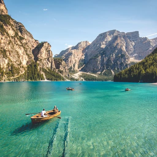 An alpine lake surrounded by mountains